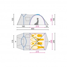 Jack Wolfskin Dome Tent Grand Illusion IV - lightweight, comfortable height, 2 entrances, quick setup - for 4 persons